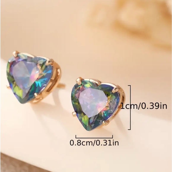 Beautiful Gold filled, Rainbow Mystic Topaz Gemstone Heart Boho Earrings - Picture 6 of 6